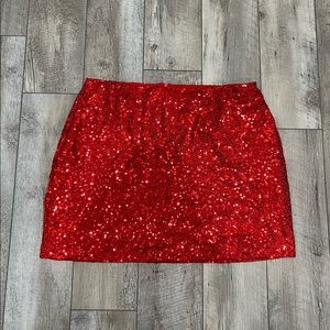 Red Sequin Skirt